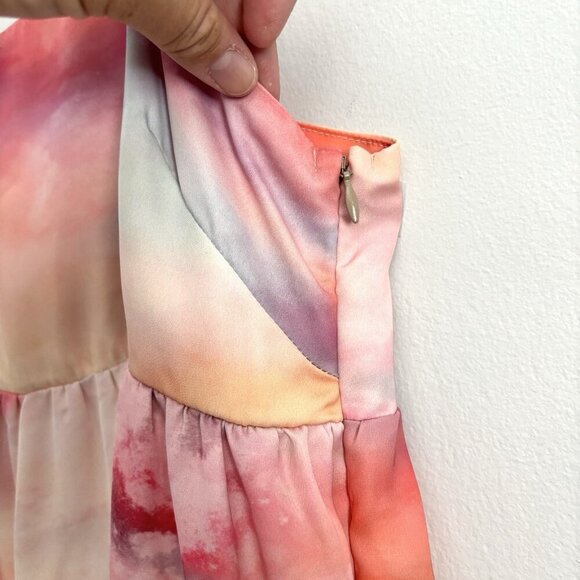 RESA Pink Watercolor Sleeveless Mini Babydoll Dress with Pockets Women’s Medium - Picture 3 of 7